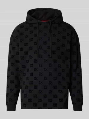 bluza z kapturem o kroju regular fit z mieszanki bawełny Hugo Czarny