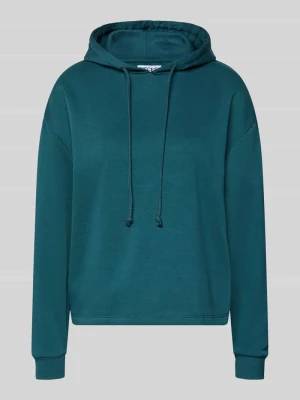 bluza z kapturem o kroju regular fit z mieszanki bawełny model 'CHILLI' Pieces Petrol