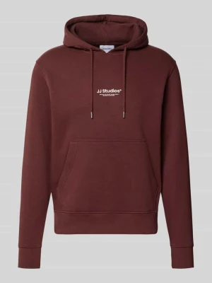 Bluza z kapturem o kroju regular fit z mieszanki bawełny model 'Soho' Jack&Jones Bordowy