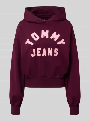bluza z kapturem o kroju regular fit z mieszanki bawełny Tommy Jeans Bordowy