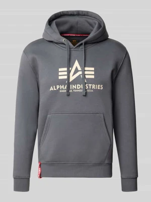 bluza z kapturem o kroju regular fit z mieszanki bawełny z nadrukiem z logo Alpha Industries Ciemnoszary
