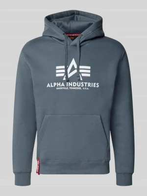 bluza z kapturem o kroju regular fit z mieszanki bawełny z nadrukiem z logo Alpha Industries Jeansowy niebieski