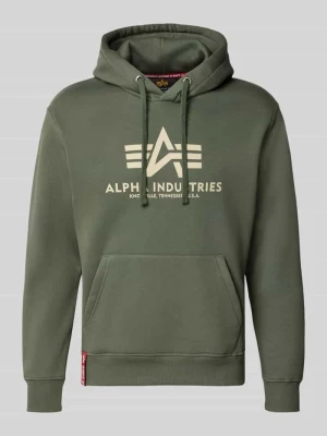 bluza z kapturem o kroju regular fit z mieszanki bawełny z nadrukiem z logo Alpha Industries Oliwkowy