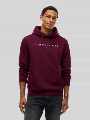 bluza z kapturem o kroju regular fit z napisem z logo Tommy Jeans Bordowy
