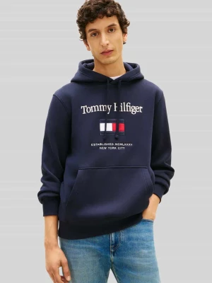 bluza z kapturem o kroju regular fit z Tommy Hilfiger Granatowy