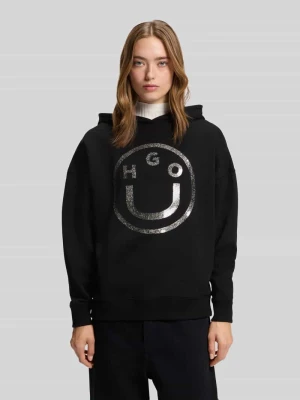 Bluza z kapturem o kroju relaxed fit z czystej bawełny model ‘DOLASA_B_2’ Hugo Blue