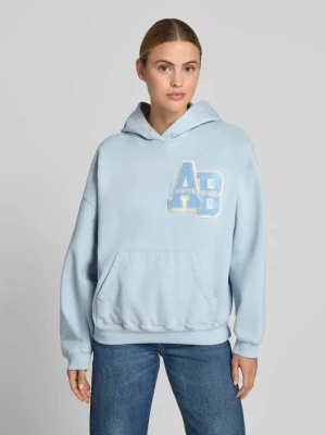Bluza z kapturem o kroju relaxed fit z detalem z logo Anine Bing Jasnoszary