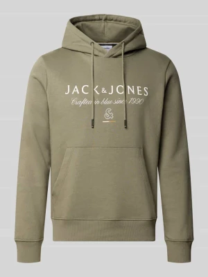 Bluza z kapturem o kroju relaxed fit z mieszanka bawełny model 'KYLE' Jack&Jones Khaki
