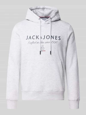 Bluza z kapturem o kroju relaxed fit z mieszanka bawełny model 'KYLE' Jack&Jones Złamany biały melanż