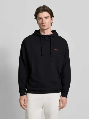 Bluza z kapturem o kroju relaxed fit z mieszanki bawełny Hugo Czarny