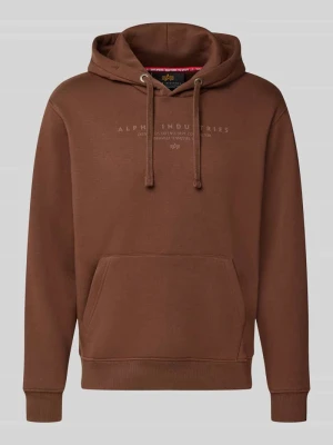 Bluza z kapturem o kroju relaxed fit z mieszanki bawełny z detalem z logo Alpha Industries Jasnobrązowy
