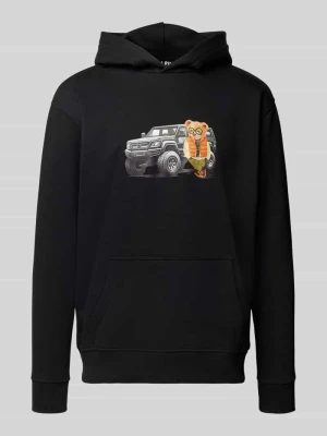 Bluza z kapturem o kroju relaxed fit z mieszanki bawełny z nadrukiem motywu Chill Pill Czarny