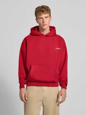 Bluza z kapturem o kroju relaxed fit z mieszanki bawełny z wyhaftowanym logo PROHIBITED Czerwony
