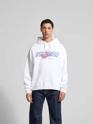 Bluza z kapturem o kroju relaxed fit z nadrukiem z logo Dsquared2 Biały