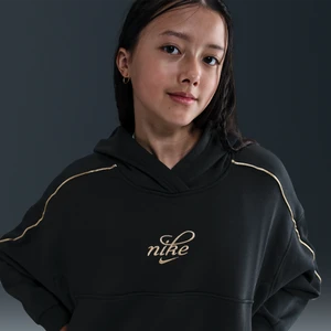 Bluza z kapturem o luźnym kroju dla dużych dzieci (dziewcząt) Nike Club Fleece - Czerń