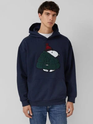 Bluza z kapturem o luźnym kroju z grafiką Peanuts® s.Oliver niebieski