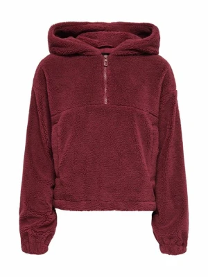 Bluza z kapturem Only ciemnoczerwony