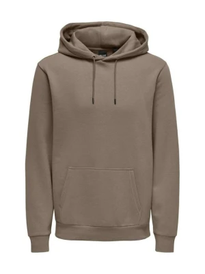 Bluza z kapturem Only & Sons brązowy melanż