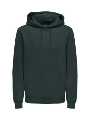 Bluza z kapturem Only & Sons ciemnozielony