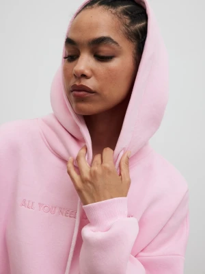 Bluza z kapturem oraz HAFTEM w kolorze MARSHMALLOW PINK - GARSON-UNI Marsala