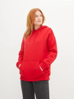 Bluza z kapturem oversize BonPrix czerwony