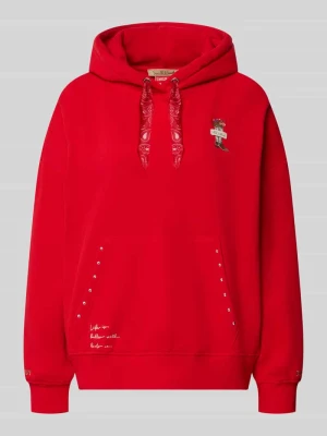 Bluza z kapturem oversize z mieszanki bawełny z detalami z nitów Smith & Soul Jasnoczerwony