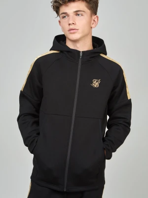 Bluza z kapturem SikSilk dla chłopców, czarna z taśmami, zapinana na zamek.