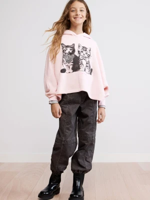 Bluza z kapturem w koty Desigual czerwony