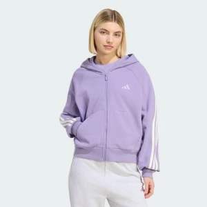 BLUZA Z KAPTUREM, Z 3 PASKAMI I SUWAKIEM NA CAŁEJ DŁUGOŚCI ADIDAS KIT fioletowy