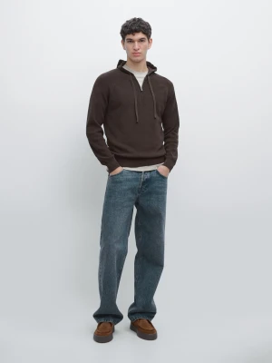 Bluza Z Kapturem Z Bawełnianej Dzianiny - Brązowy - - Massimo Dutti - Mężczyzna
