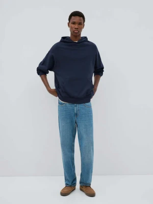 Bluza z kapturem z bawełny z naszywką ciemnogranatowy - Teen - MANGO TEEN