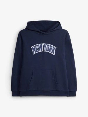 Bluza z kapturem z czystej bawełny BonPrix niebieski