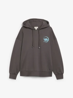 Bluza z kapturem z czystej bawełny BonPrix szary