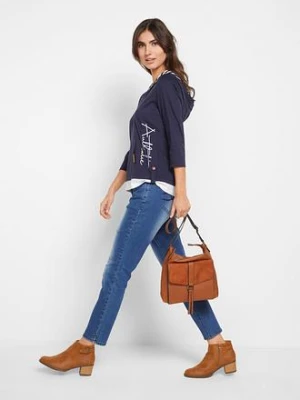 Bluza z kapturem z czystej bawełny, rękawy 3/4 bonprix