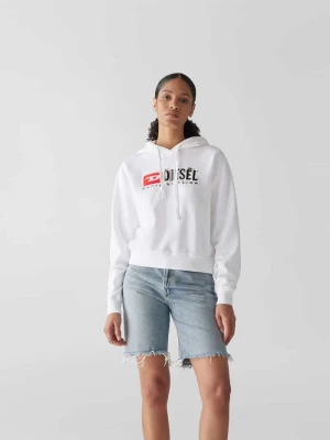 Bluza z kapturem z detal z logo Diesel Biały