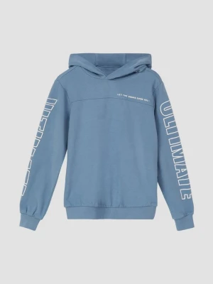 Bluza z kapturem z detalami szwów i nadrukiem z napisem s.Oliver niebieski