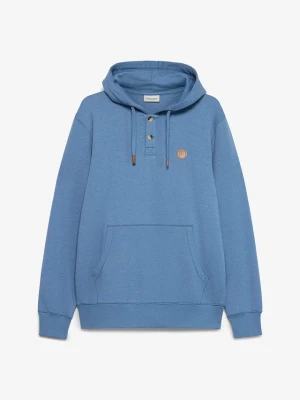 Bluza z kapturem z detalami z imitacji skóry BonPrix niebieski
