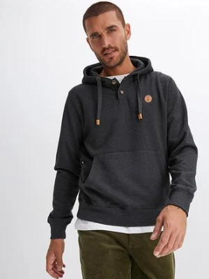 Bluza z kapturem z detalami z imitacji skóry z miękko szorstkowaną stroną wewnętrzną bonprix