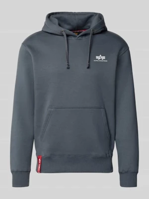 Bluza z kapturem z detale z logo marki Alpha Industries Średnioszary