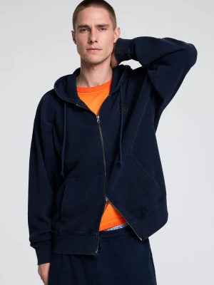 Bluza z kapturem z dzianiny Desigual niebieski