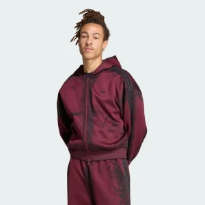 Bluza z kapturem z dzianiny dystansowej z suwakiem na całej długości ADILENIUM 6 Adidas bordowy
