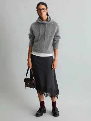 Bluza z kapturem z dzianiny w stylu oversize Marc O'Polo fialová