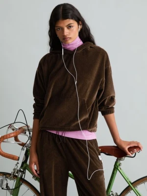 Bluza z kapturem z kordu w stylu relaxed Marc O'Polo hnědá