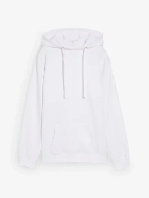 Bluza z kapturem, z miękkiego materiału frotte BonPrix biały