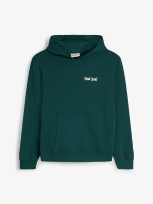 Bluza z kapturem, z miękkiej bawełny organicznej, z dużym nadrukiem na plecach BonPrix zielony