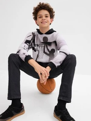 Bluza z kapturem z miękkiej mieszanki bawełny bonprix