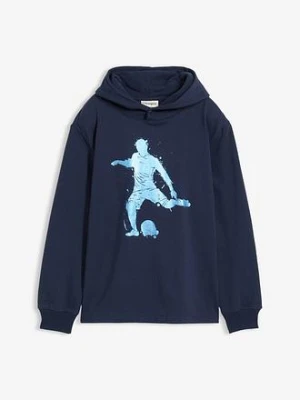 Bluza z kapturem z miękkiej mieszanki bawełny bonprix