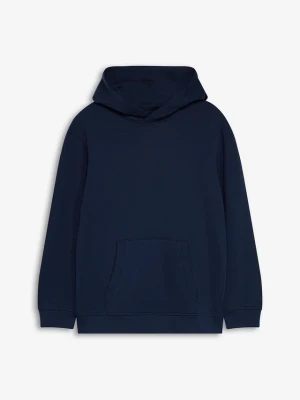 Bluza z kapturem z miękkiej mieszanki bawełny BonPrix niebieski