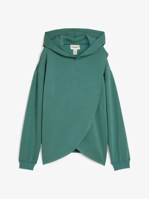 Bluza z kapturem z miękkiej mieszanki wiskozy BonPrix zielony