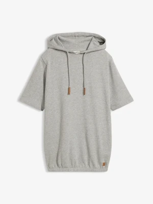 Bluza z kapturem, z mieszanki bawełny BonPrix szary